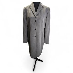 Elegant Gray Women's Blazer Knee Length Career Wear Size 12 Flaw